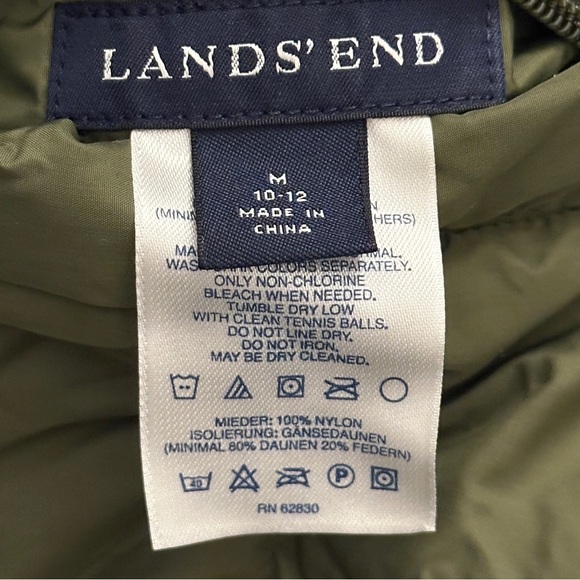 Land’s End goose feather down coat jacket, reversible kids size medium, 10/12 - Picture 11 of 15